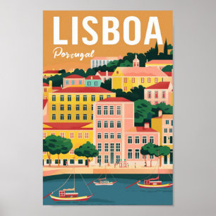 Lisboa Portugal Vintage Berömd Travel Ställe Poster