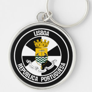 Lisboa Round Emblem Rund Silverfärgad Nyckelring