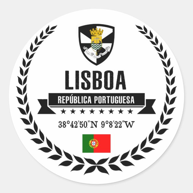 Lisboa Runt Klistermärke (Framsida)