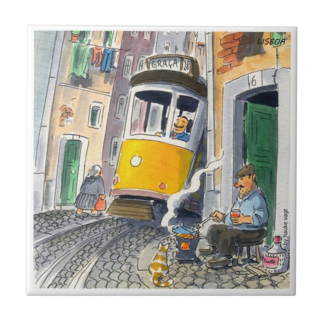 lisbon belägger med tegel azulejoen de lisboa 01 kakelplatta (Framsidan)