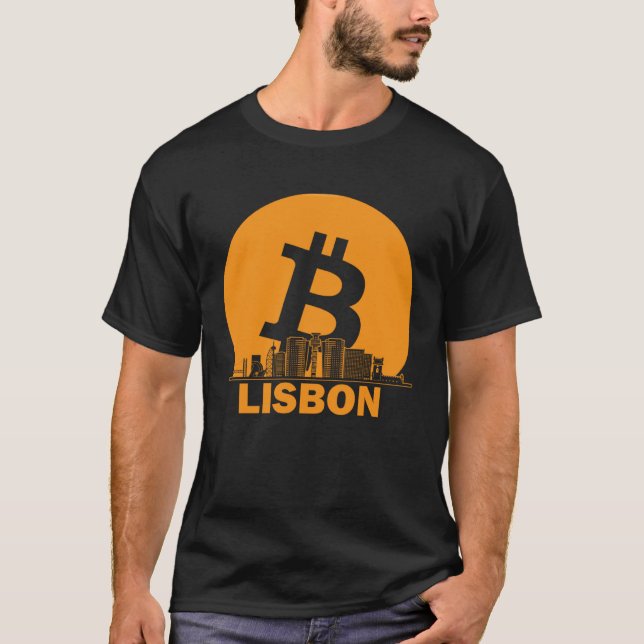 Lisbon Bitcoin Maximalist  Bitcoin Lisbon Skyline T Shirt (Framsida)