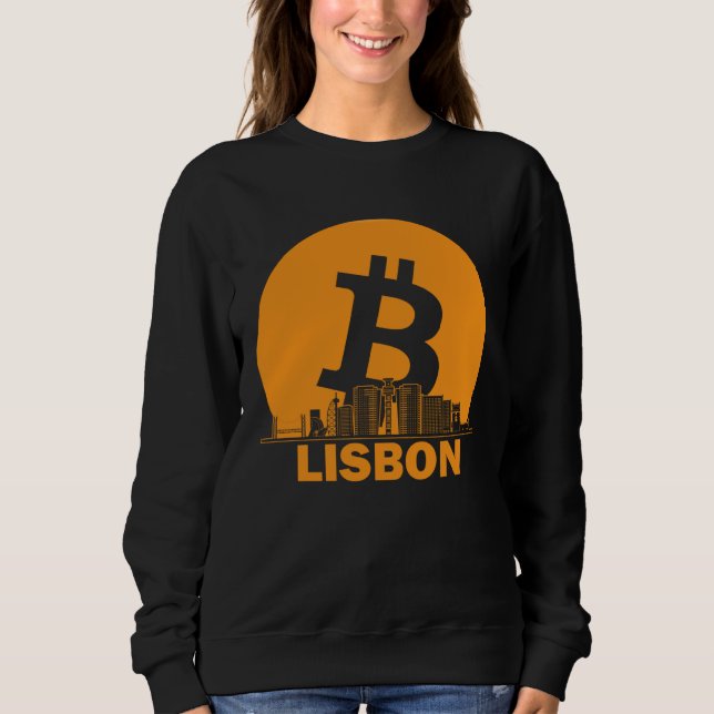 Lisbon Bitcoin Maximalist  Bitcoin Lisbon Skyline T Shirt (Framsida)