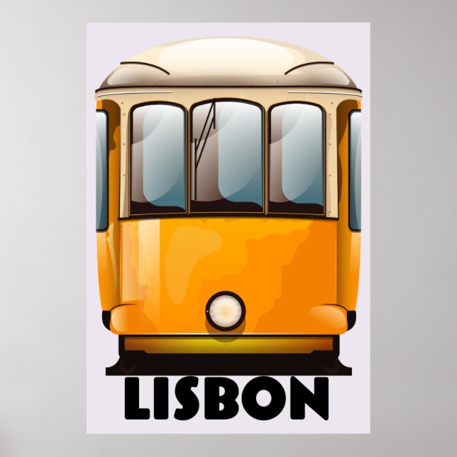 Lisbon gul spårvagn resa affisch (Framsidan)