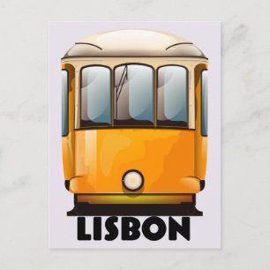 Lisbon gul spårvagn resa affisch vykort