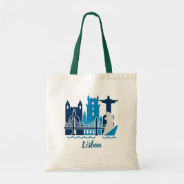 Lisbon Portugal City Skyline Tote Bag – Minimal Tr Tygkasse