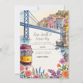 Lisbon Portugal European Destination Wedding Inbjudningar