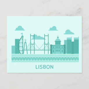 Lisbon Portugal horisont reser vykortet Inbjudan Vykort