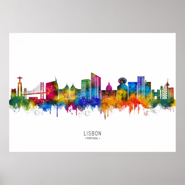 Lisbon Portugal Skyline Poster (Framsidan)