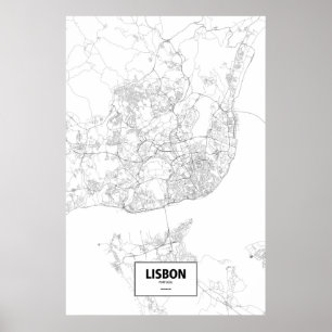 Lisbon Portugal (svarten på vit) Poster