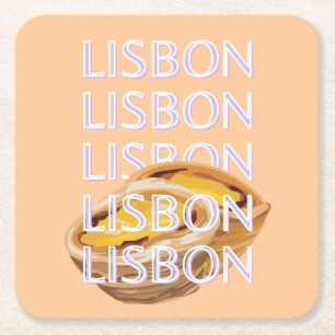 Lisbon Resa Konst, Orange, Portugal Resa Konst Underlägg Papper Kvadrat