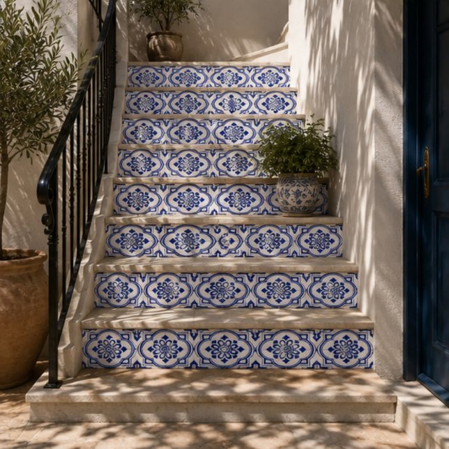 Lisbon Royale Classic Blue and White Geometric  Kakelplatta (Skapare uppladdad)