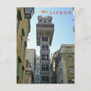 Lisbon Santa Justa-hiss utsikt vykort