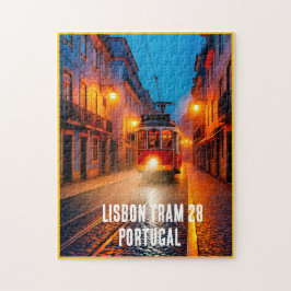 Lisbon Tram 28 Puzzle – Portugal Night Street Art  Pussel