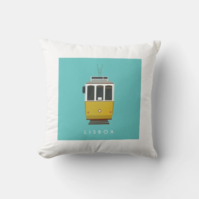 Lisbon Tram Pillow Kudde (Framsida)