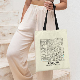 Lisburn, Northern Ireland City Map Tote Bag Tygkasse