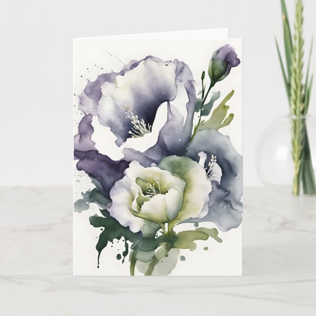 Lisianthus - Akvarellblommor Kort (Framsida)