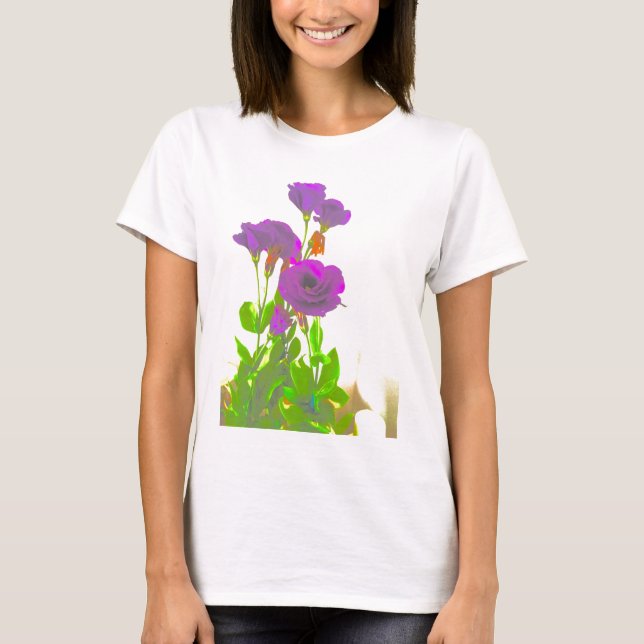 Lisianthus Lila blommor T-shirt (Framsida)