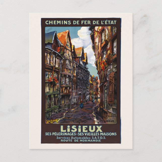 Lisieux Frankrike Vintage affisch 1930 Vykort (Framsida)