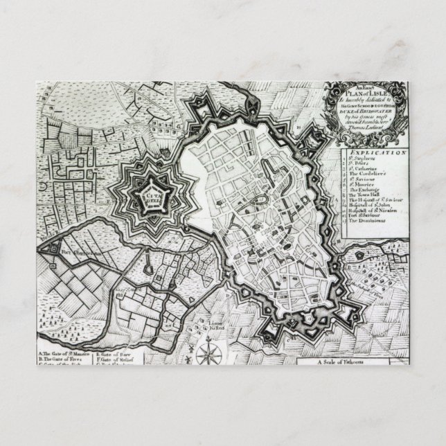 Lisle-planen, 1736 vykort (Framsida)