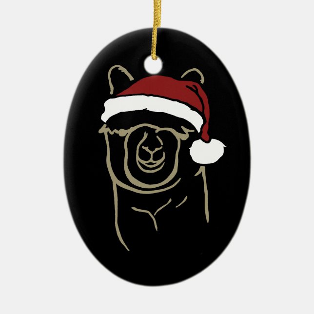 Lisma Alpaca med den Santa hatten Julgransprydnad Keramik (Framsidan)