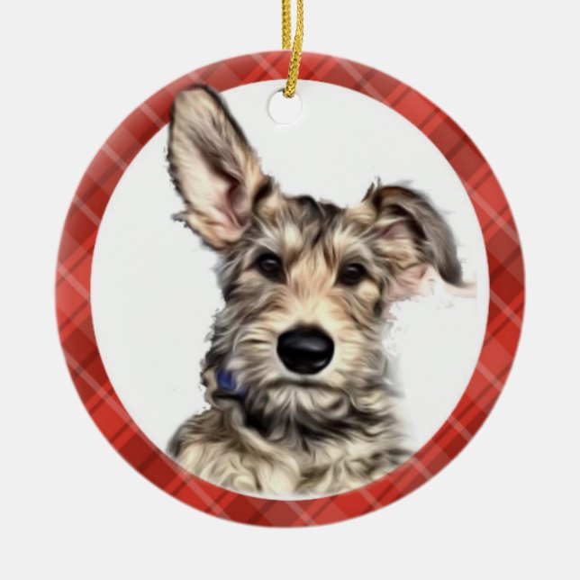 Lisma valpprydnaden med gåvapåsen julgransprydnad keramik (Framsidan)