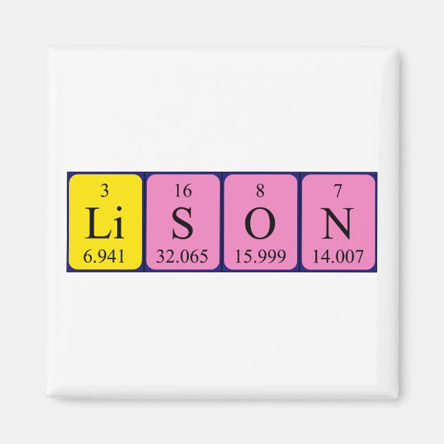Lison periodisk magnet bord namn (Framsidan)