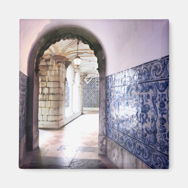 Lissabon Azulejos och Arches Portugal Photo Magnet (Framsidan)