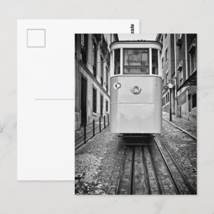 Lissabon Elevador da Gloria Funicular Tram B/W Pho Vykort