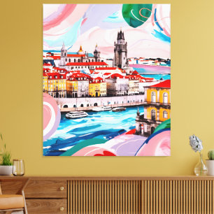 Lissabon Färg Canvastryck