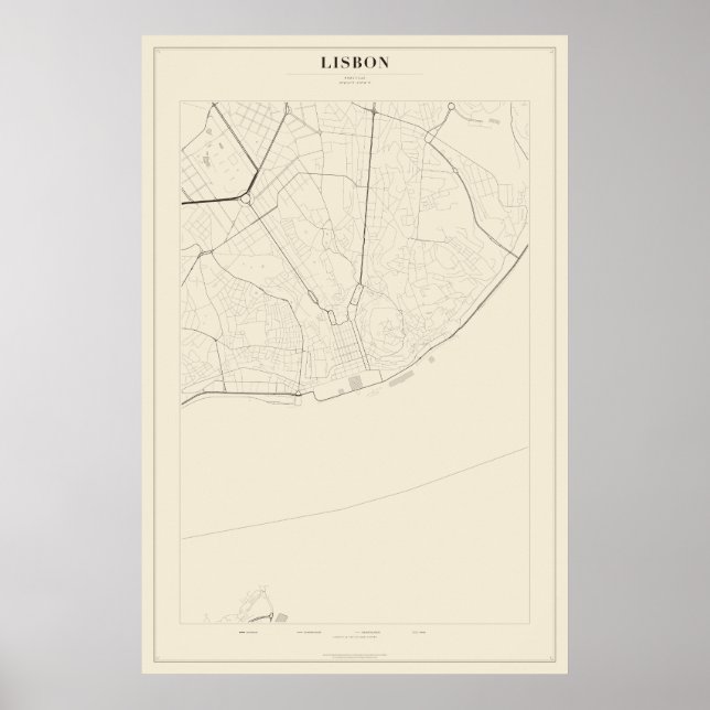Lissabon Gatukarta Affisch (Framsidan)