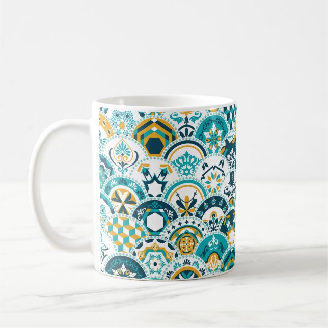 Lissabon geometric Azulejo tile mönster, portugisi Kaffemugg (Vänster)