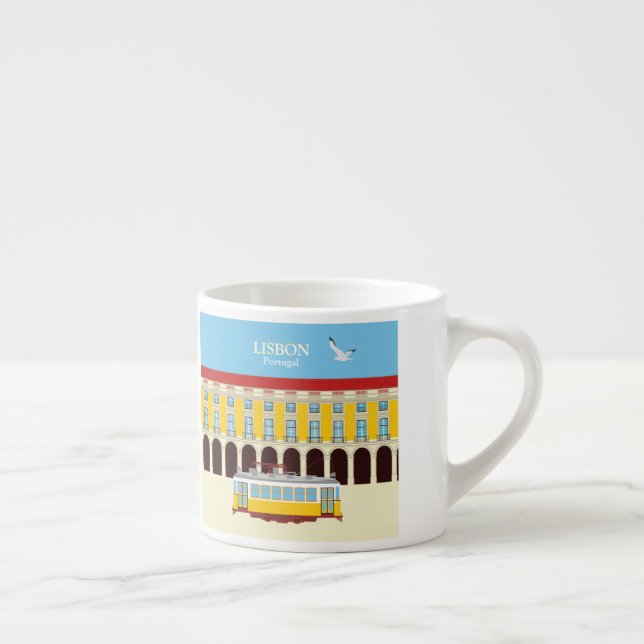 Lissabon gult tram vintage stil espressomugg (Höger)