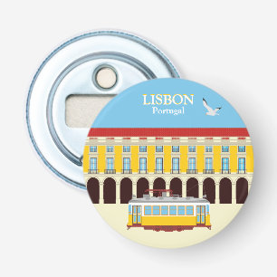 Lissabon gult tram vintage stil flasköppnare