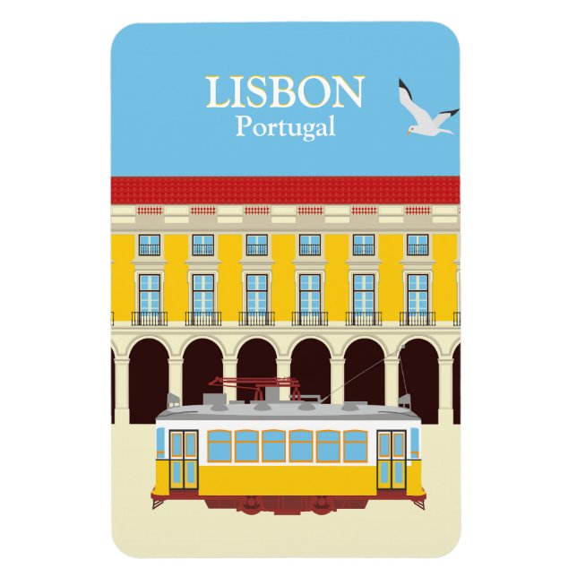 Lissabon gult tram vintage stil magnet (Vertikal)
