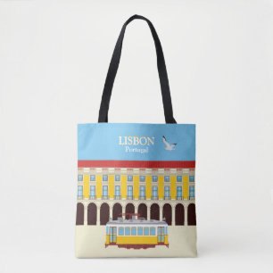 Lissabon gult tram vintage stil tygkasse
