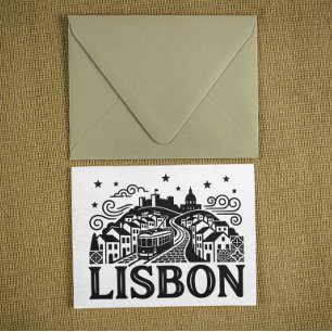 Lissabon Lisboa Portugal Minimalistisk Resa Vykort