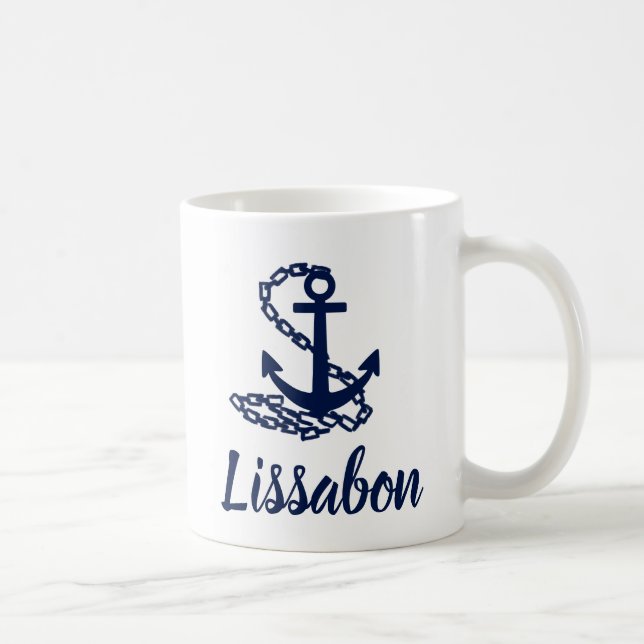 Lissabon - Maritime Stil Blue and White Mugg (Höger)
