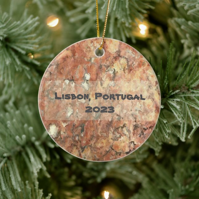 Lissabon Orange Brown Abstrakt Julgransprydnad Keramik (Träd)