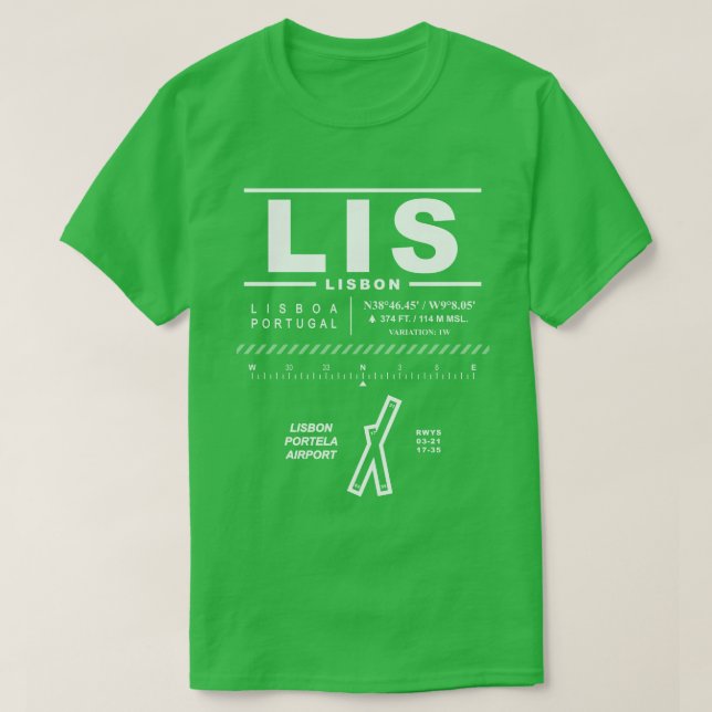 Lissabon Portela Airport LIS T-Shirt (Design framsida)