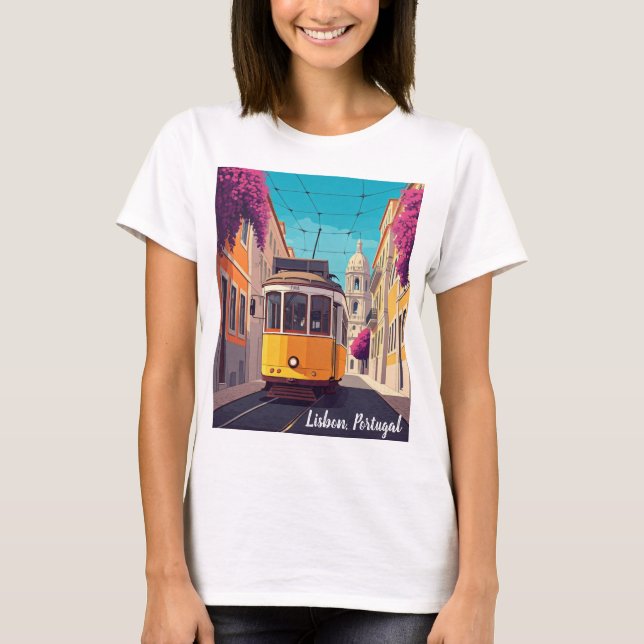Lissabon Portugal Anime Stil T Shirt (Framsida)
