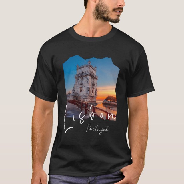Lissabon Portugal Belem Torn Lisboa T Shirt (Framsida)