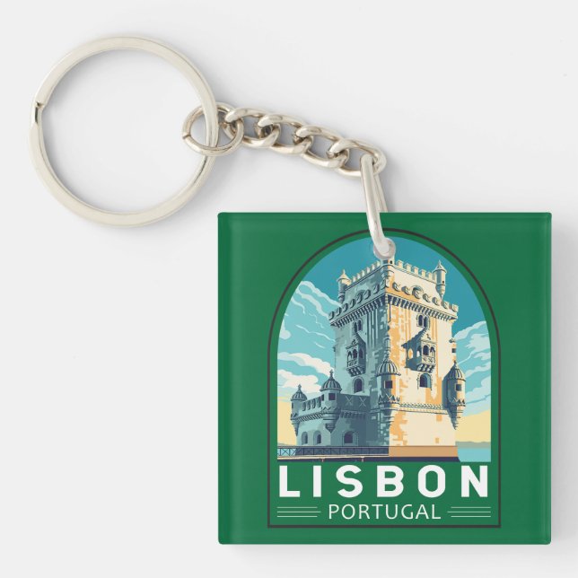 Lissabon Portugal Belem Torn Travel Retro Emblem (Framsidan)