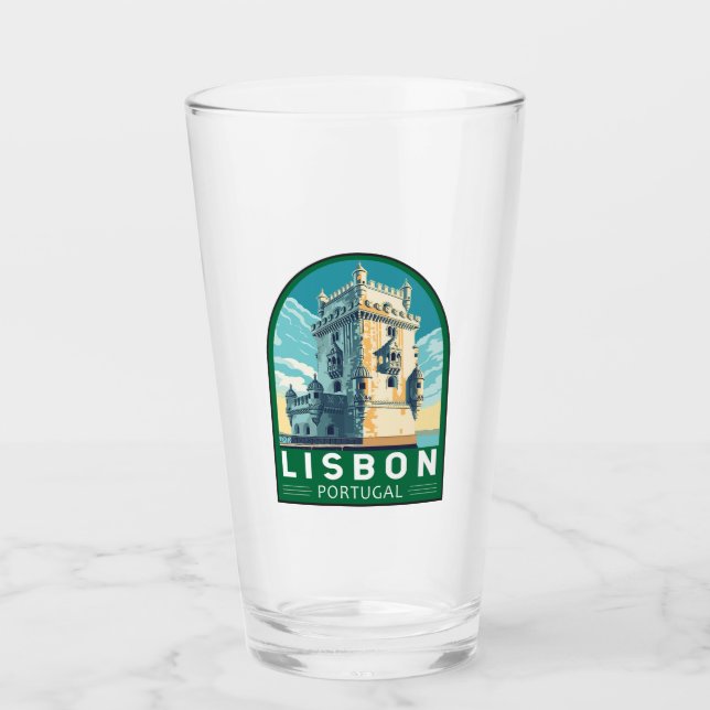 Lissabon Portugal Belem Torn Travel Retro Emblem Glaskopp (Framsida)