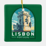 Lissabon Portugal Belem Torn Travel Retro Emblem Julgransprydnad Keramik<br><div class="desc">Lissabon Portugal - resdesign som visar Belém Torn. Belém Torn,  officiellt Torn i Saint Vincent,  är en berikning på 1600-talet i Lissabon som fungerade som påstignings- och avstigningsort för portugisiska utforskare.</div>