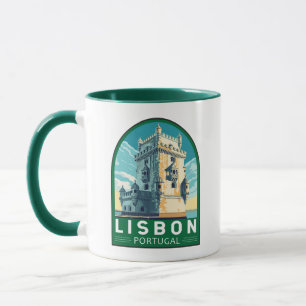 Lissabon Portugal Belem Torn Travel Retro Emblem Mugg