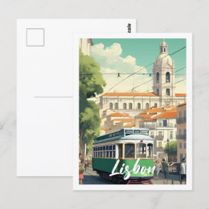 Lissabon Portugal Berömd Travel Ställe Vykort