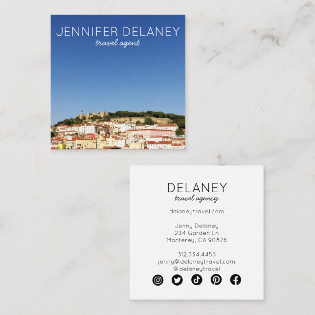 Lissabon Portugal City Europe Photo Travel Turism Fyrkantigt Visitkort (Fram/baksida)