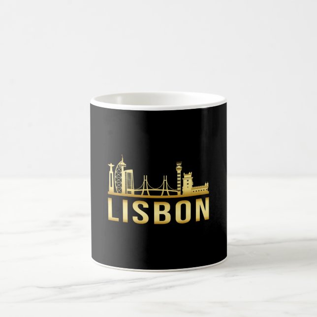 Lissabon Portugal City Skyline Cityscape Funny Gif Kaffemugg (Center)