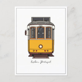 Lissabon Portugal Gul Spårvagn Frontvy Vykort