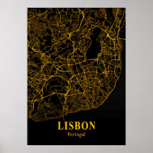 Lissabon - Portugal Guld City Karta